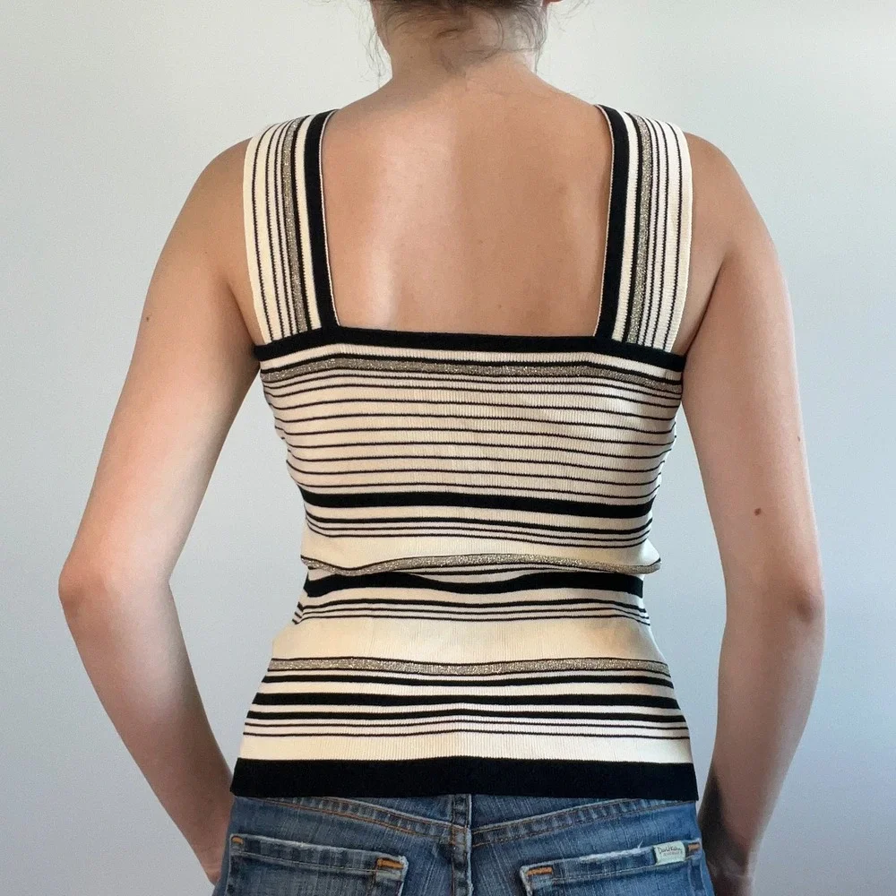 Anne Klein 90s Striped Knit Halter Tank Top